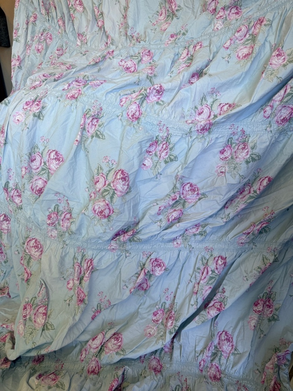 (Flawed) Shabby Chic Blue Floral Queen Duvet Cover 100% Cotton Natural Fibers - Picture 7 of 10